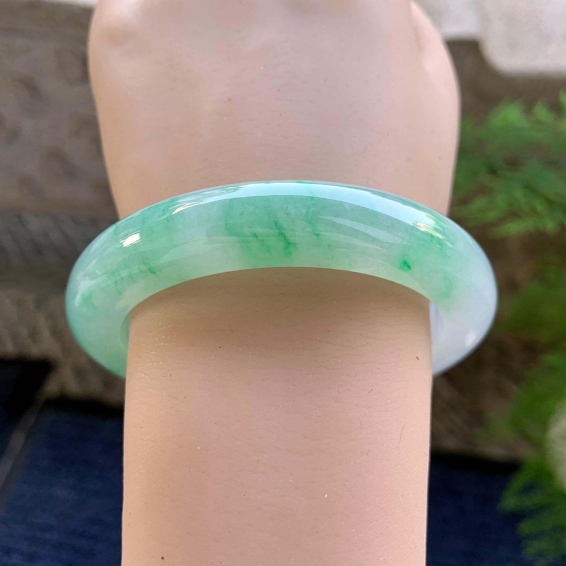 糯冰种飘花平安镯（57.2mm）（yc249468）