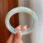 糯冰晴底飘黄翡翠平安镯（55.4mm)（yc373470）
