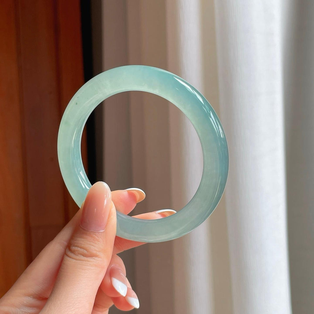冰种晴底翡翠圆条手镯（54.4mm)（yc388735）