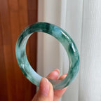 糯冰水墨花翡翠平安镯（57.8mm）（yc333814）