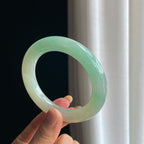 糯冰黄加绿翡翠圆条手镯（57mm）（yc419721）