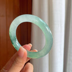 冰种飘花翡翠圆条手镯（55mm）（yc408445）