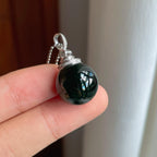 18k金扣冰种墨翠珠子吊坠（yc255808）