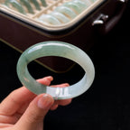 糯冰半山半水正圈翡翠手镯（55mm）（yc017408）