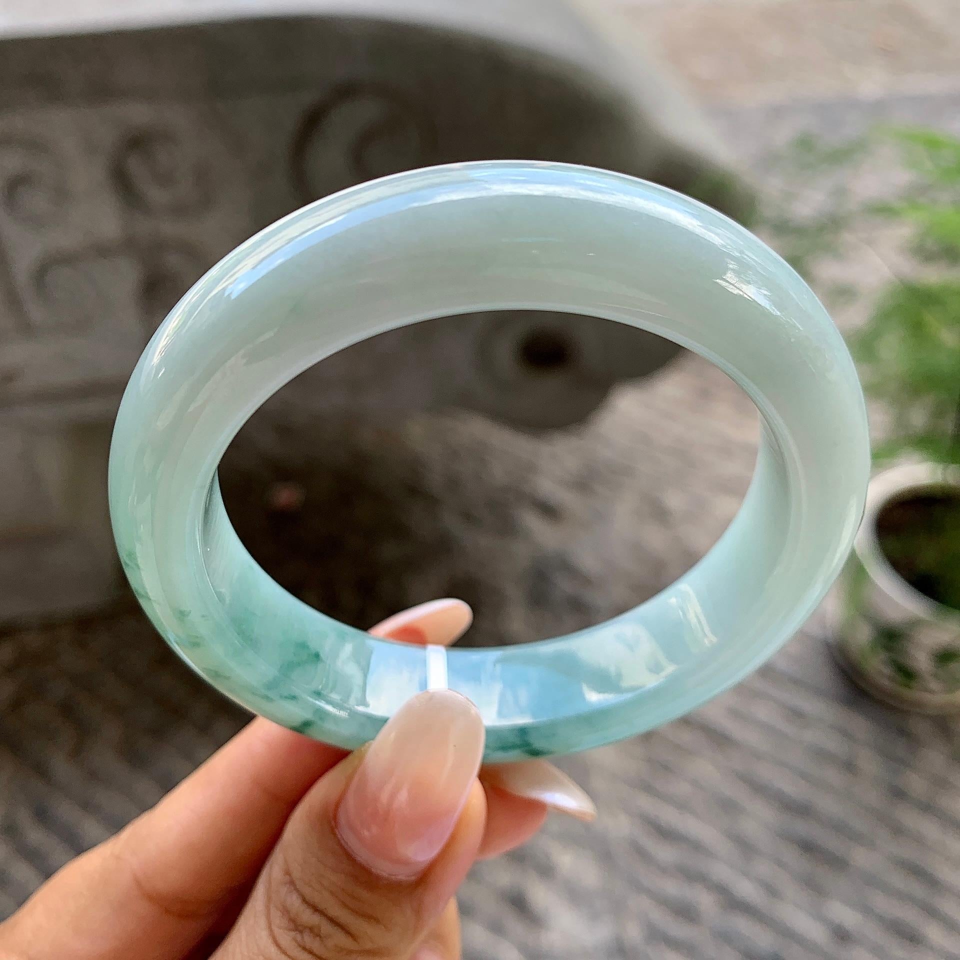 细糯种飘花平安镯（55mm）（yc202356）