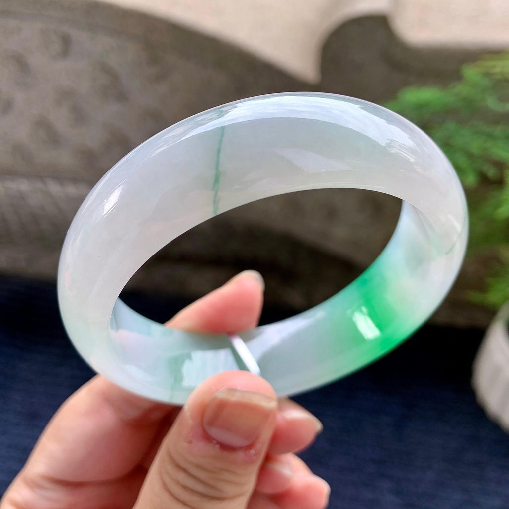 糯冰种飘绿宽版轮胎手镯（59mm）（yc252994）