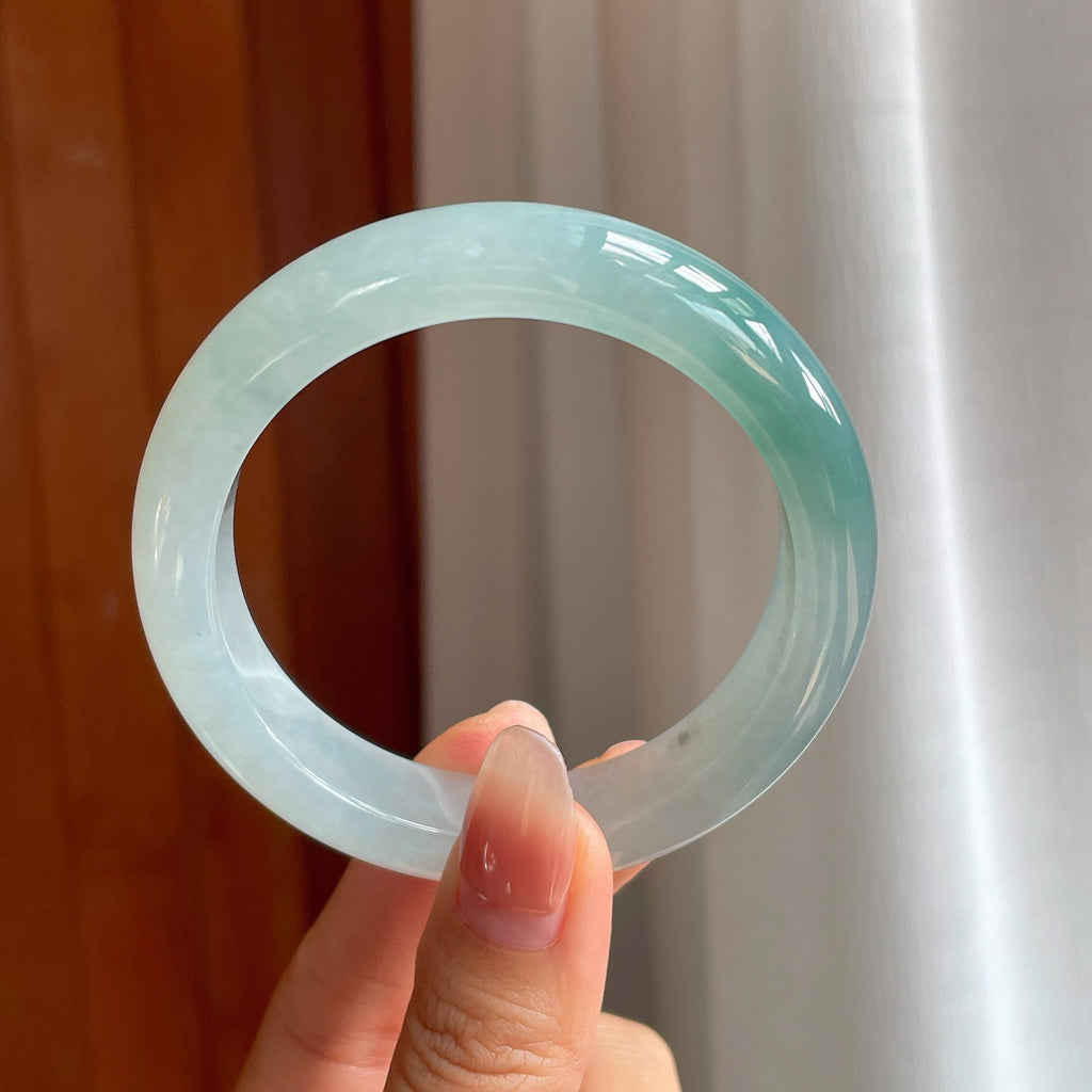 冰种飘绿花翡翠平安镯（56mm）（yc333077）