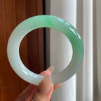 糯冰带色圆条翡翠手镯（58mm）（yc238188）