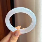 糯冰白月光正圈平安镯 56圈 天然缅甸A货翡翠（yc440027）