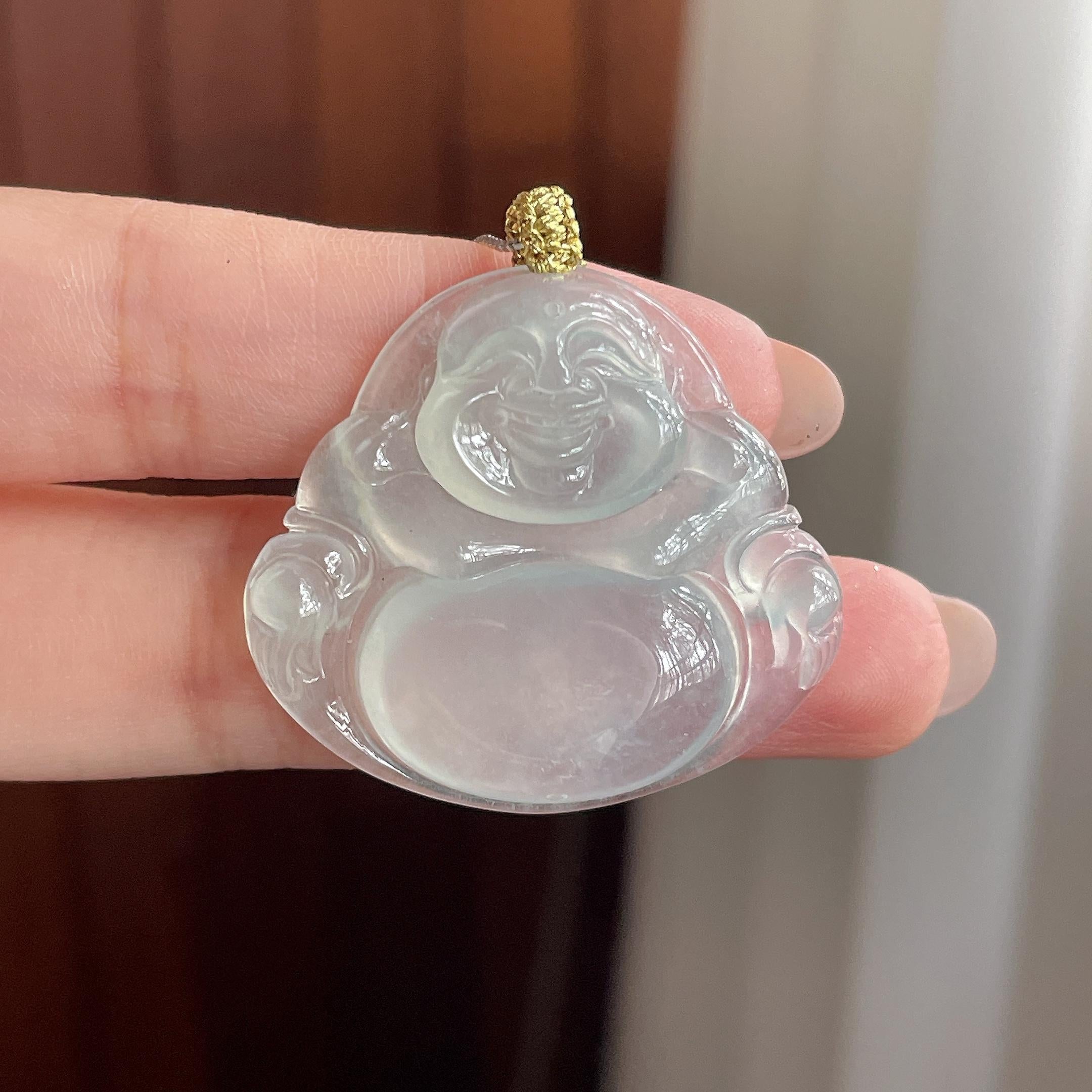 冰种淡底色佛公挂件 天然缅甸Ａ货翡翠（yc506540）