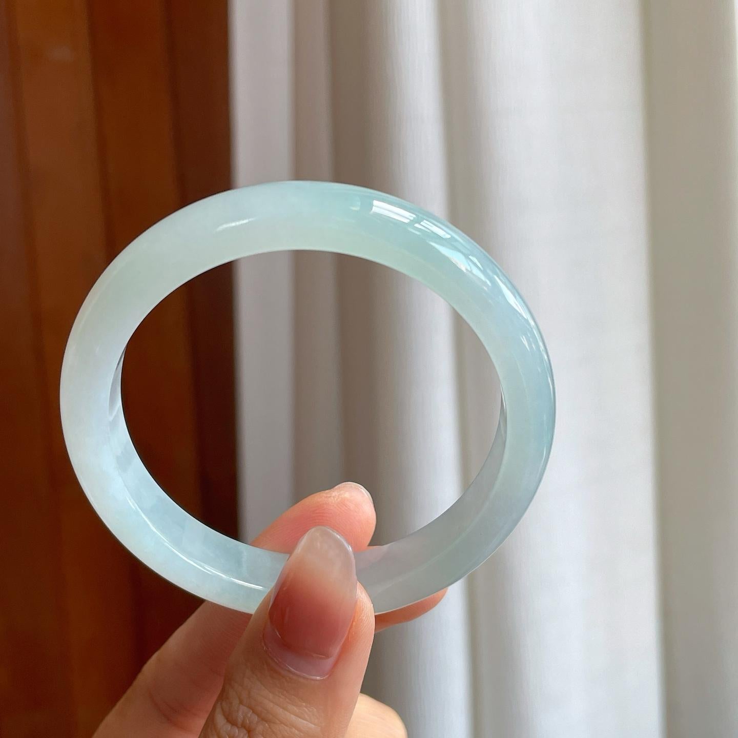 冰种带底色翡翠平安镯（54.5mm）（yc327147）