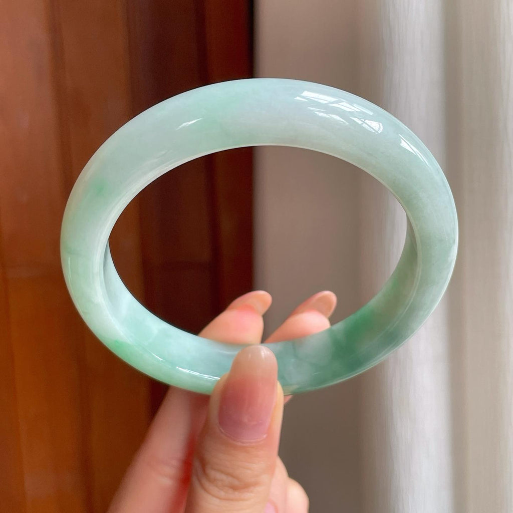 糯冰带色翡翠平安镯（60.4mm)（yc370312）