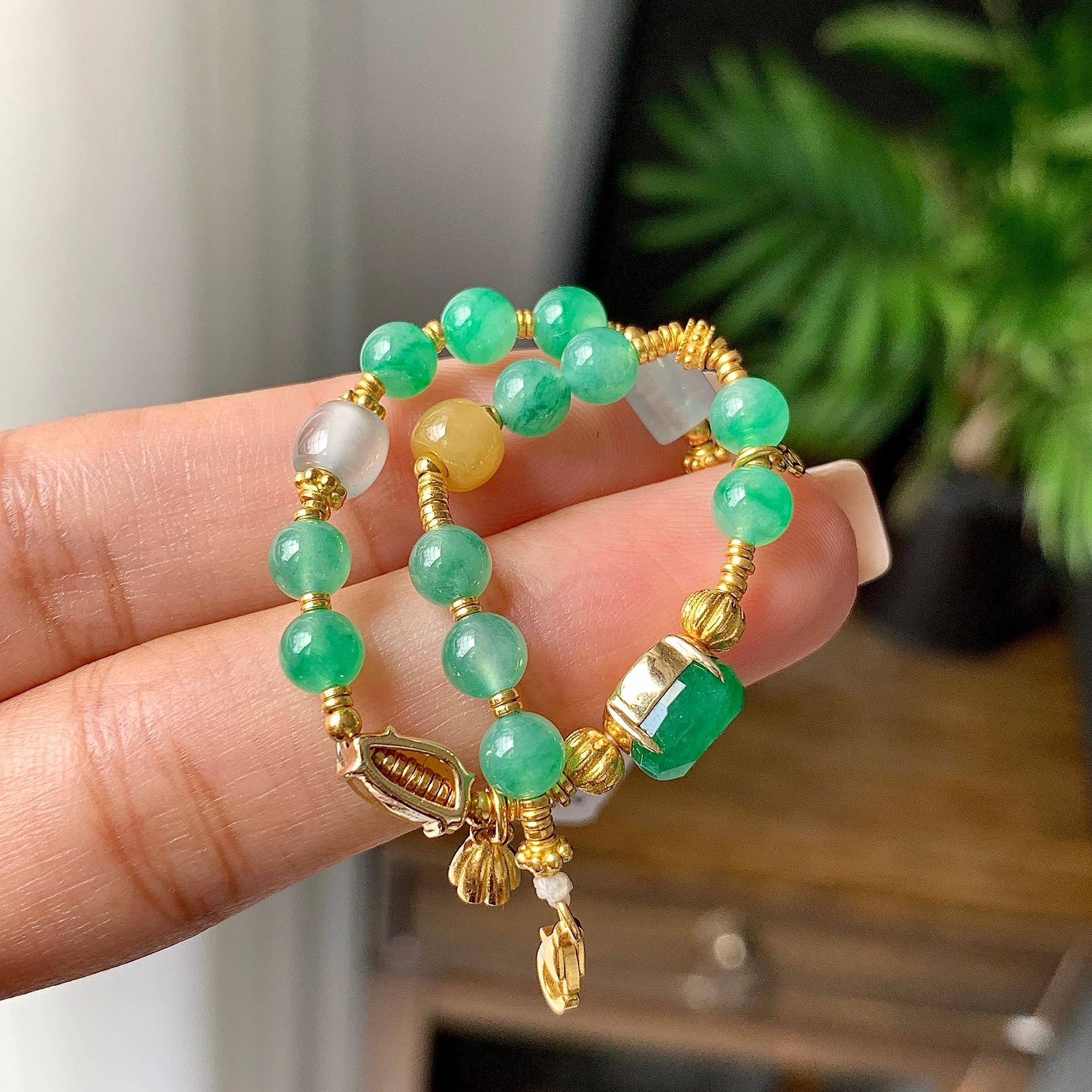 18k金糯冰种多彩手链（yc231061）