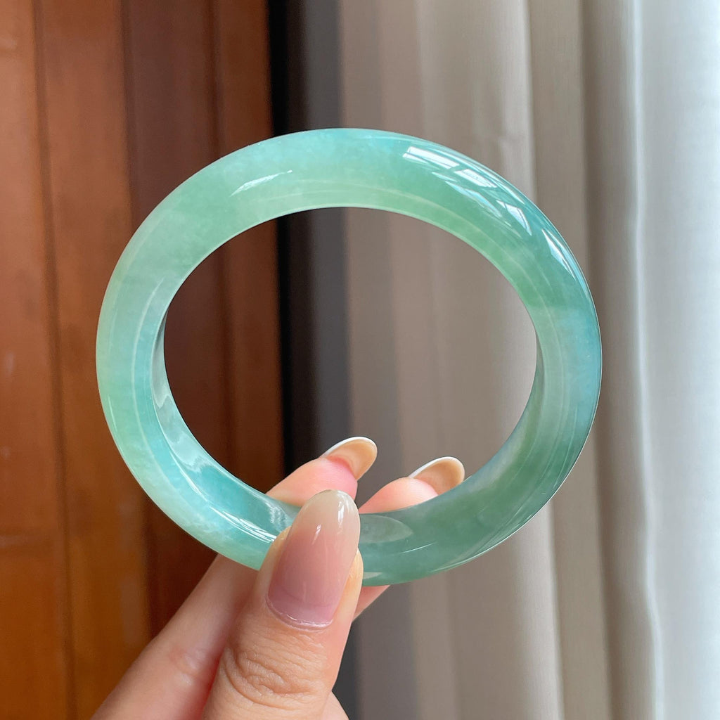 糯冰晴底翡翠平安镯（59.2mm)（yc403953）