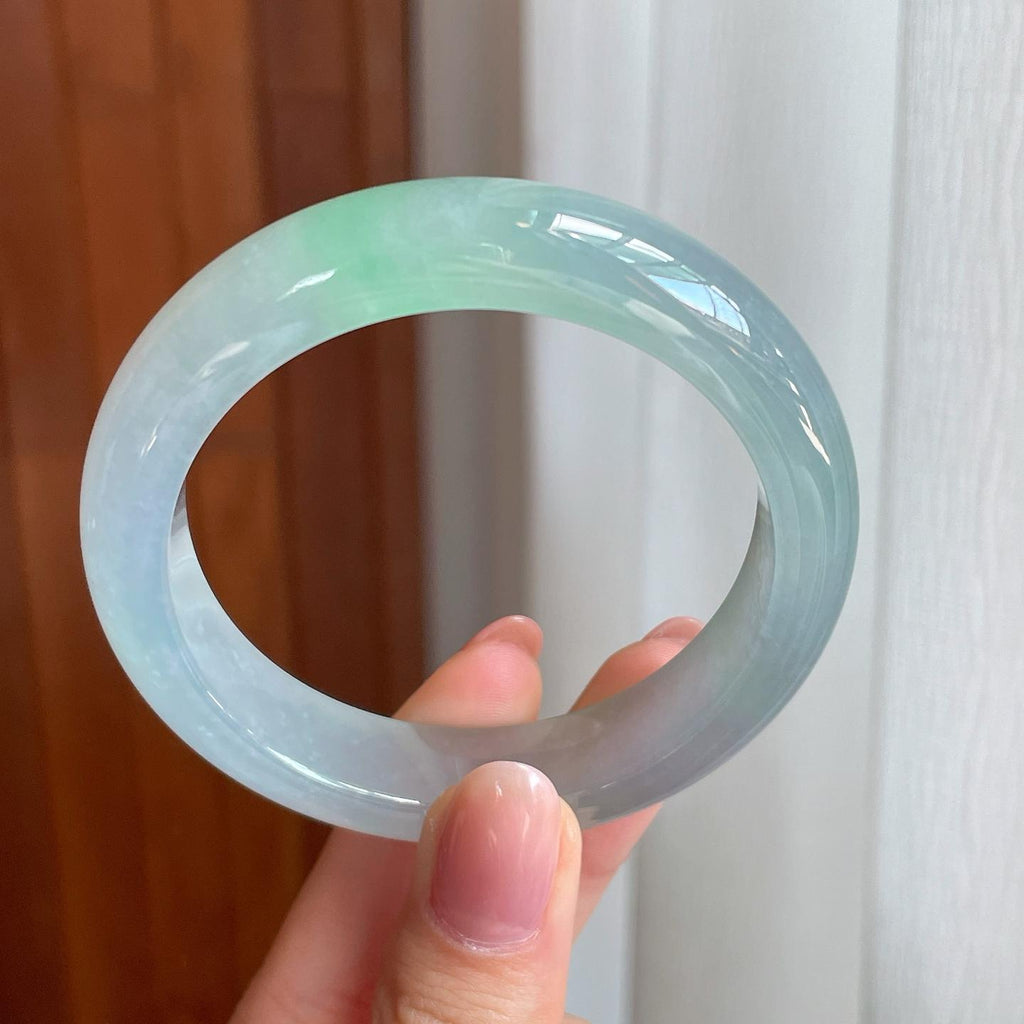 冰种淡底色翡翠平安镯（53mm)（yc342183）