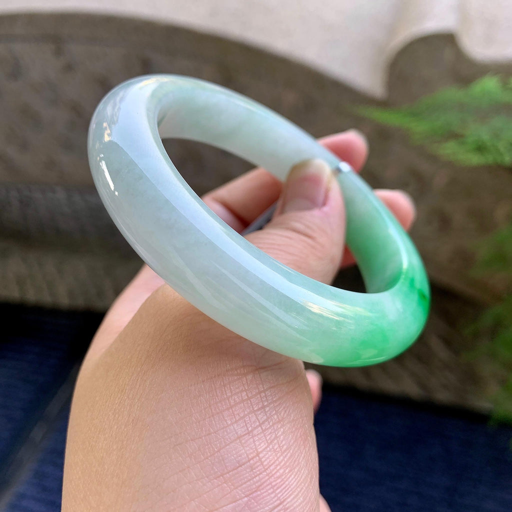 细糯种白底青平安镯（56.7mm）（yc249459）