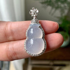 18K金钻镶糯冰种无色葫芦吊坠（yc261149）