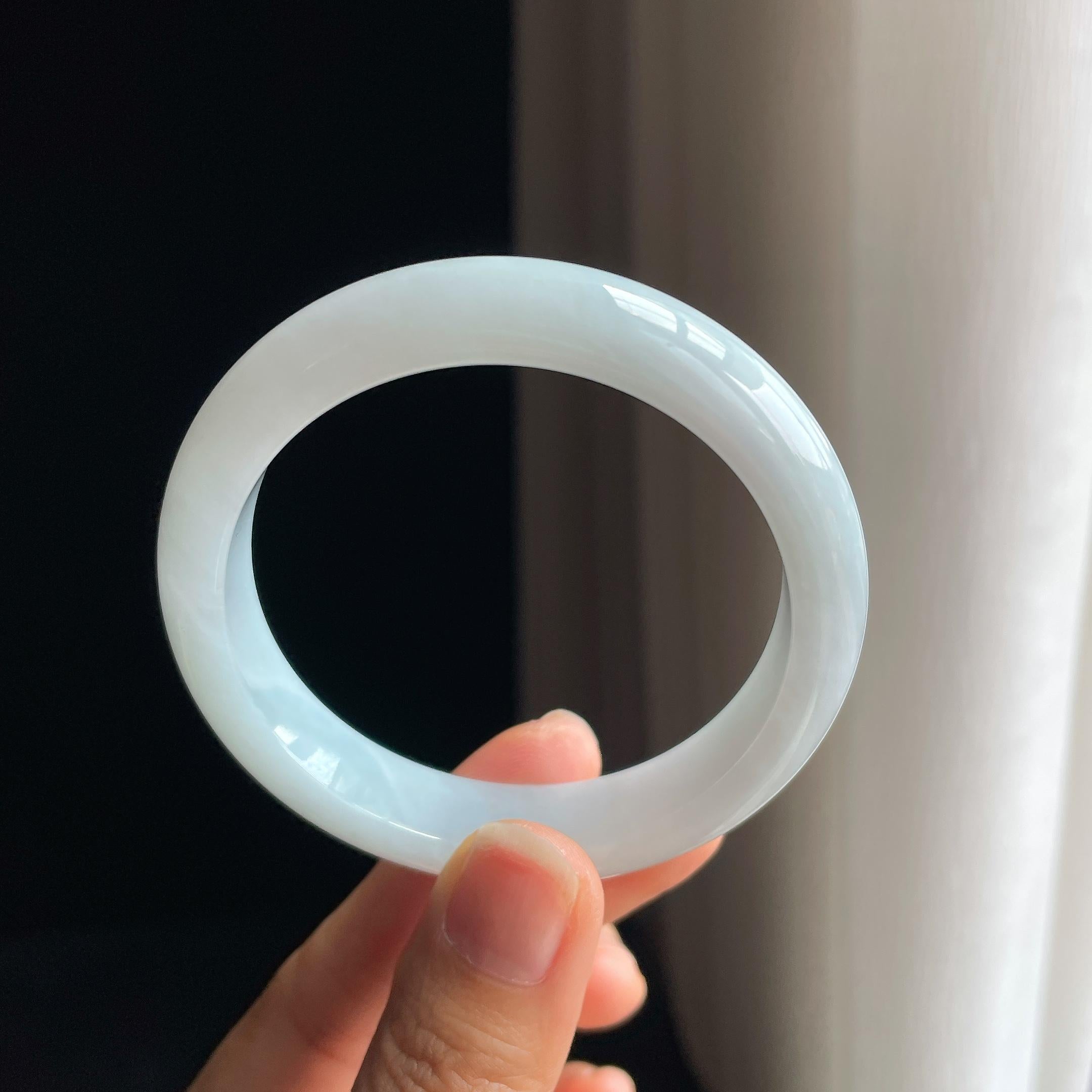 糯冰白月光翡翠平安镯（54.2mm)（yc348929）