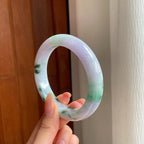 糯冰飘花翡翠平安镯（61mm)（yc370291）