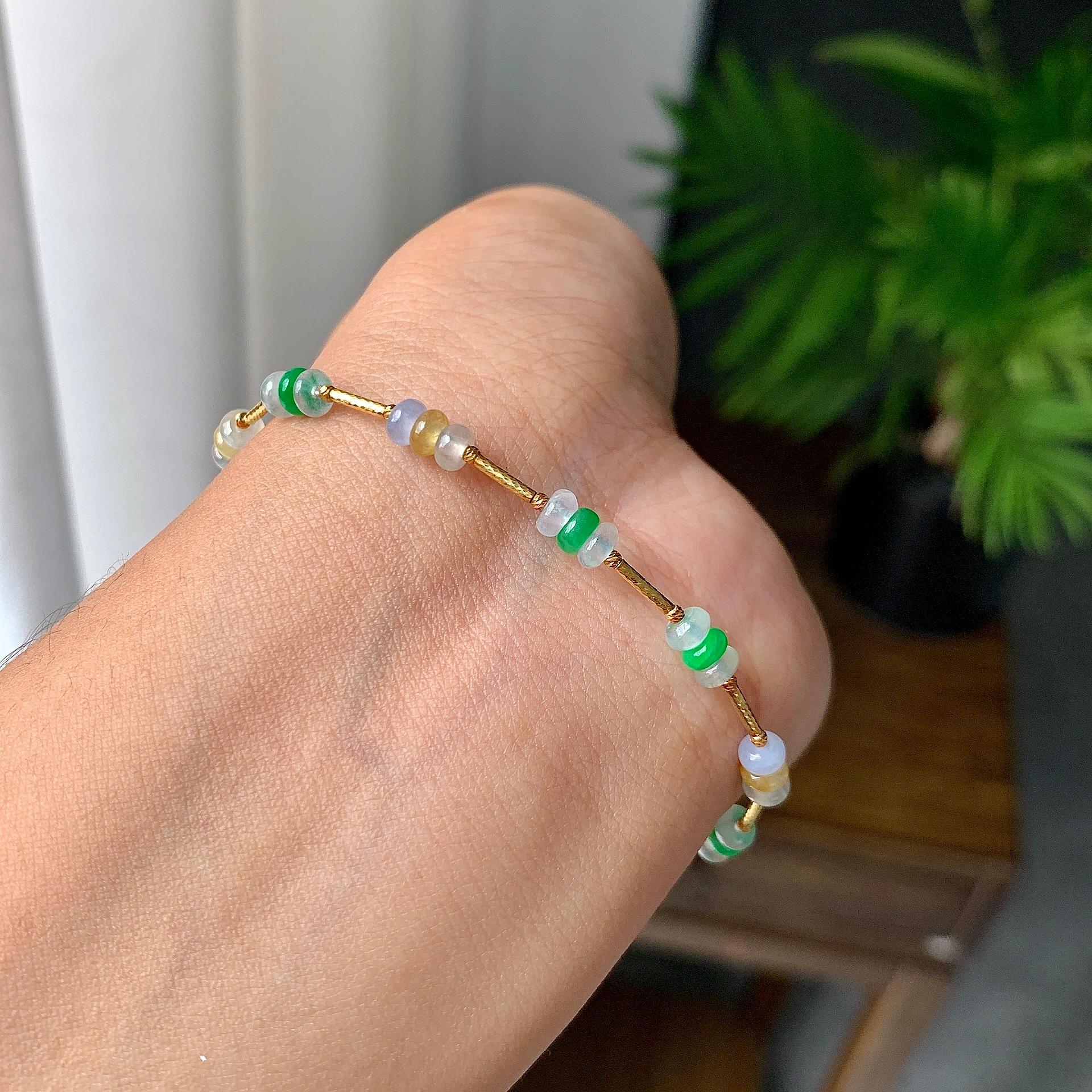 糯冰种多彩算盘珠手链（yc207283）