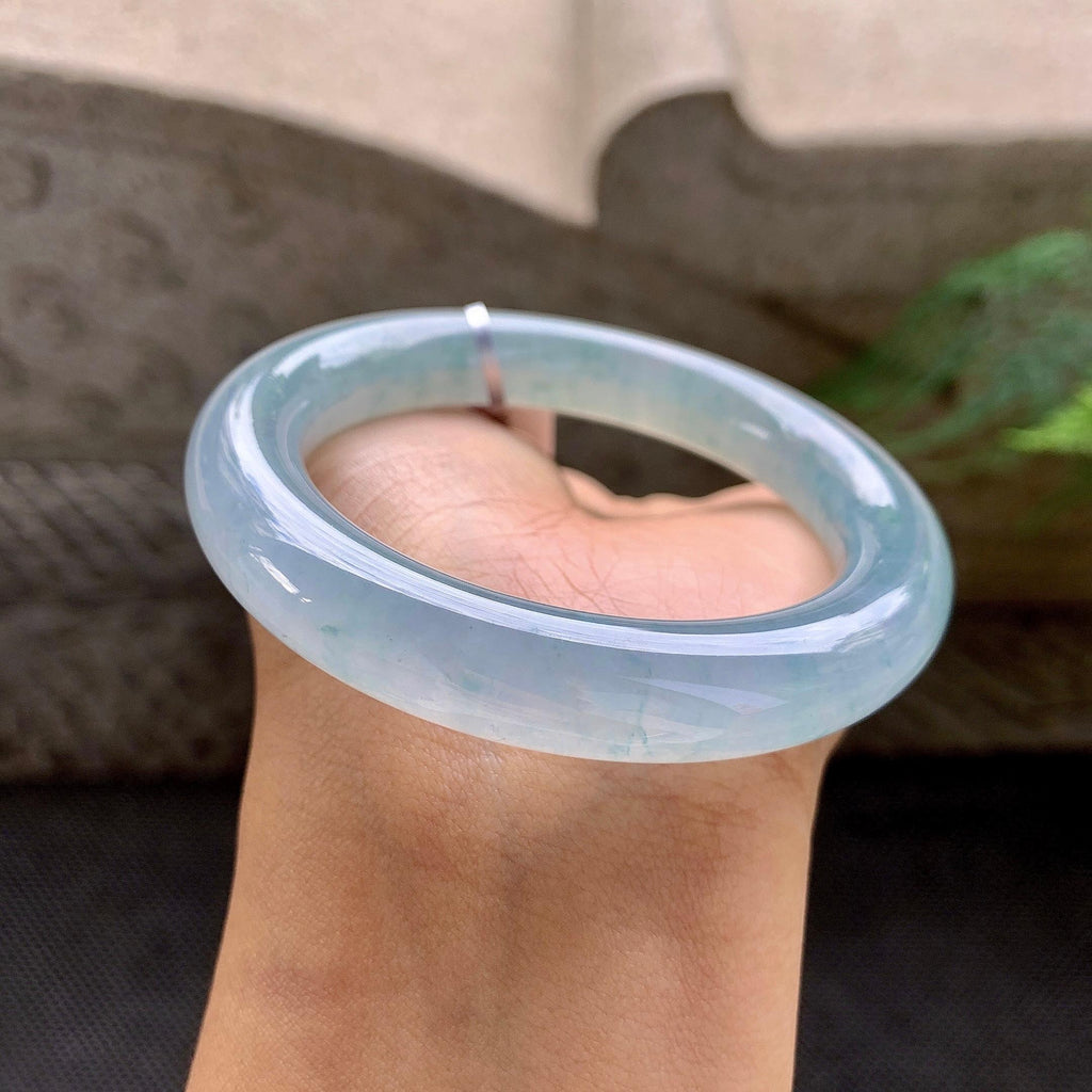 糯冰种飘花圆条手镯54.8mm（yc272773）