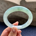 糯冰种飘蓝花正圈平安镯 56.6圈口 天然缅A货翡翠（yc345044）
