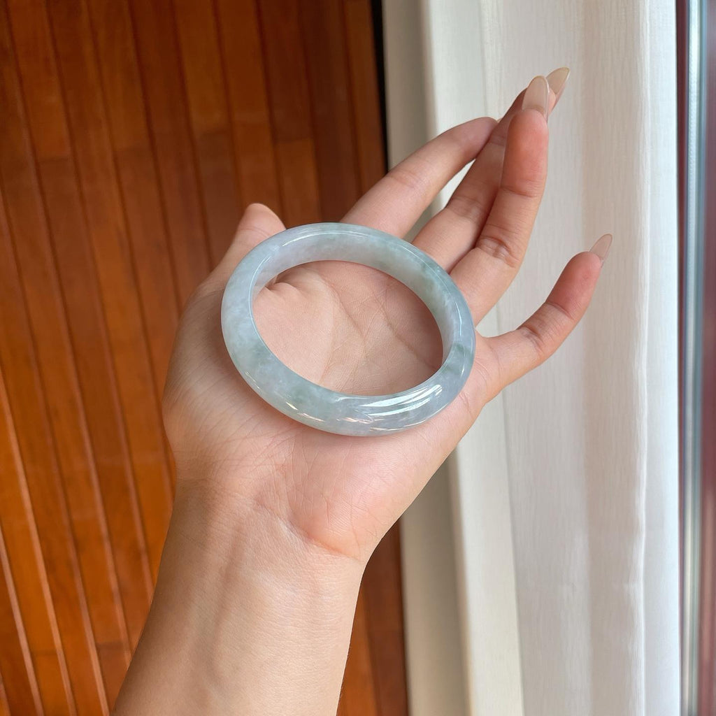 糯冰淡晴底飘花翡翠平安镯（56mm）（yc269667）