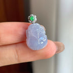 18k金扣糯冰种紫罗兰翡翠貔貅（yc187455）