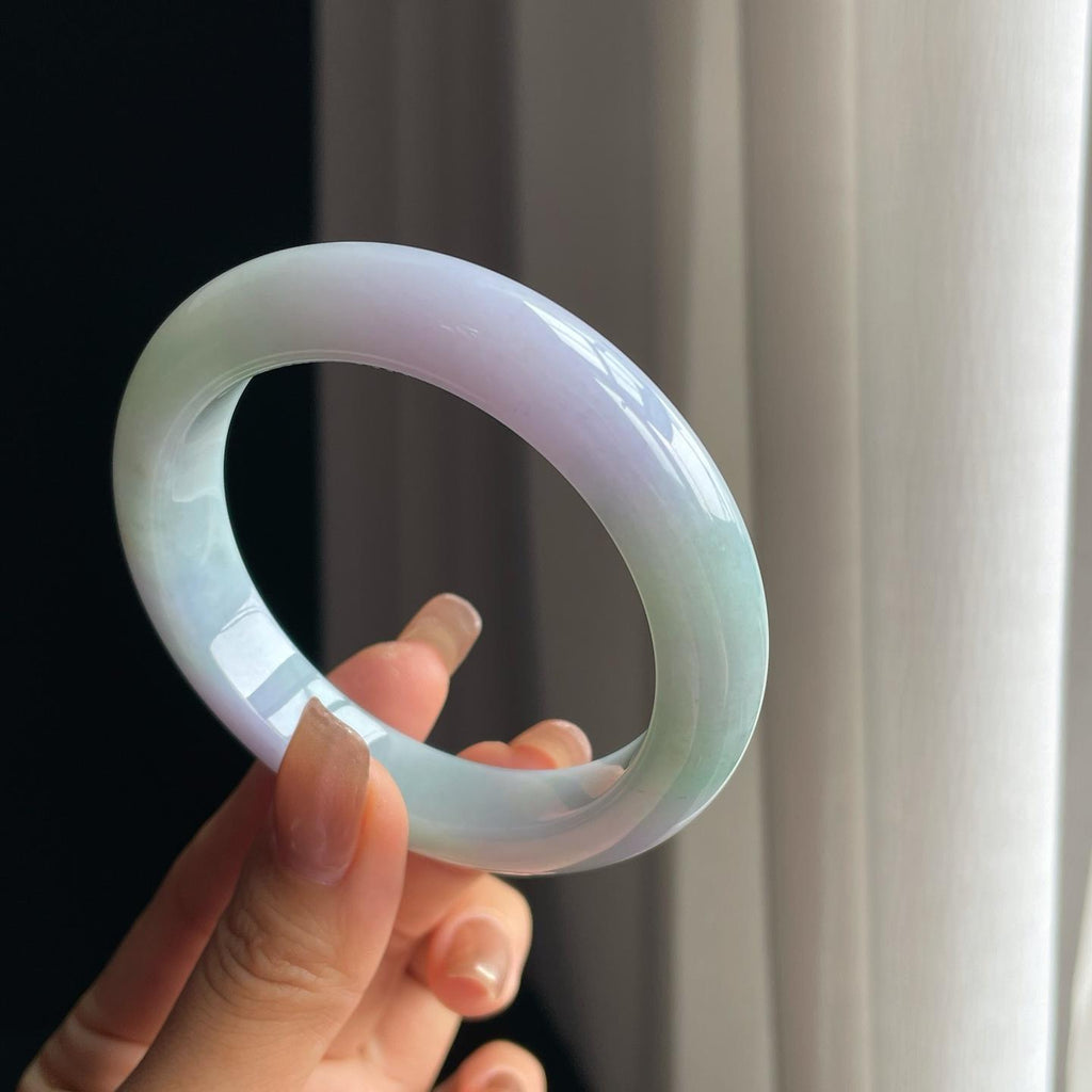 糯冰淡春彩翡翠平安镯（57.6mm）（yc374201）