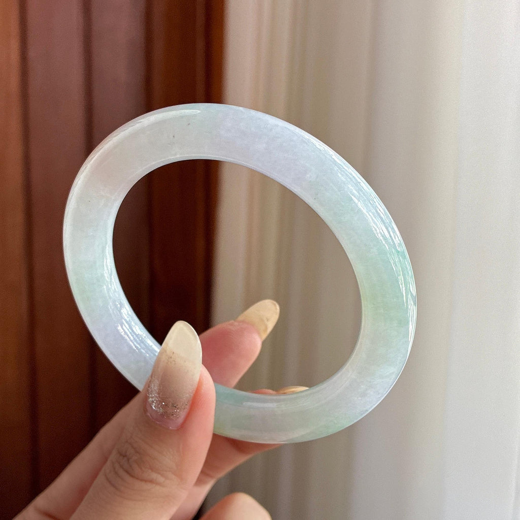 糯冰特色圆条手镯 58圈 天然缅甸A货翡翠（yc506955）