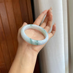 糯冰飘花翡翠平安镯（60mm）（yc267498）