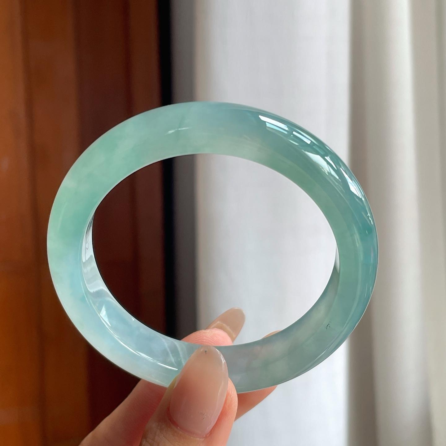 冰种蓝底翡翠平安镯（56.6mm）（yc238193）