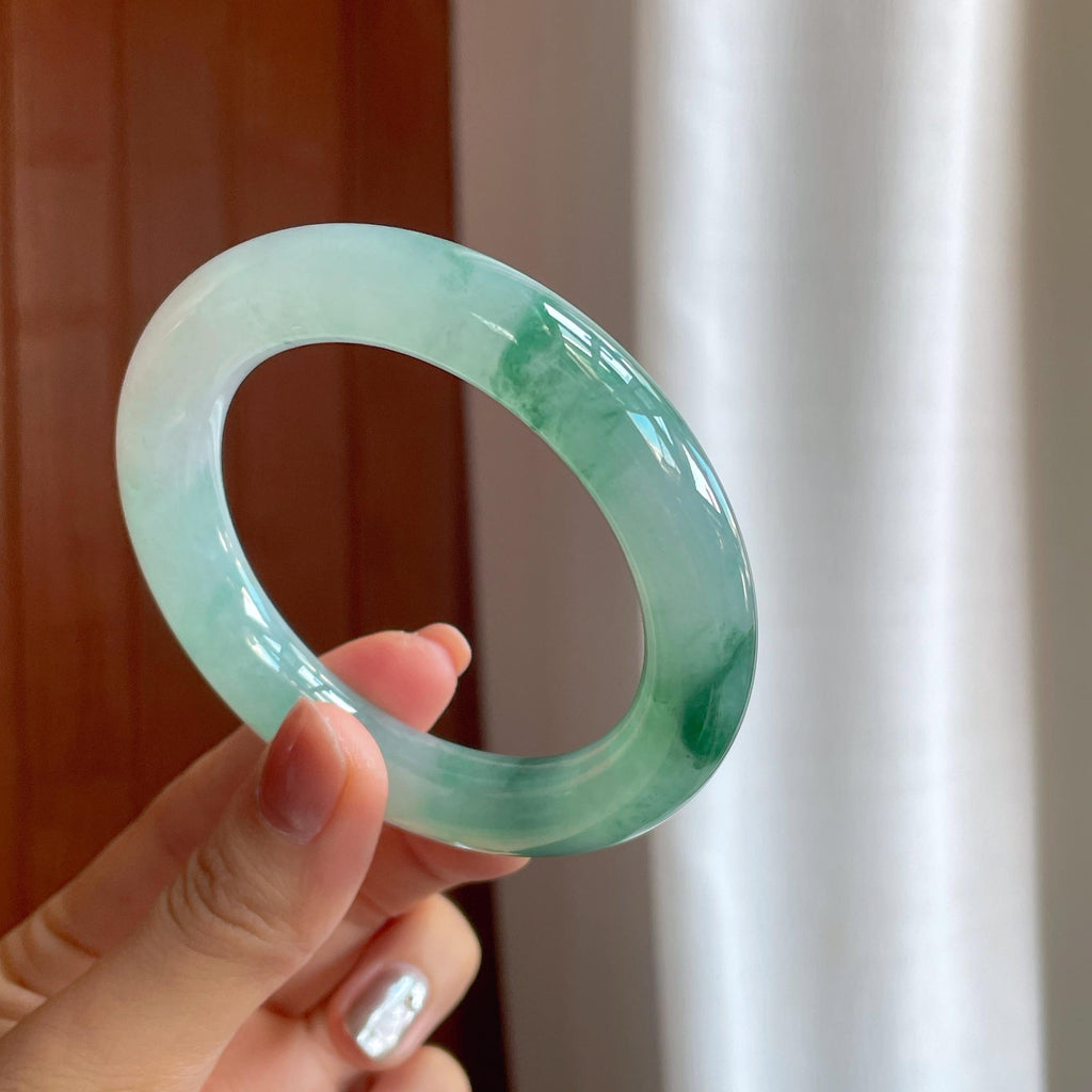 冰种飘花翡翠圆条手镯（55.6mm）（yc283271）