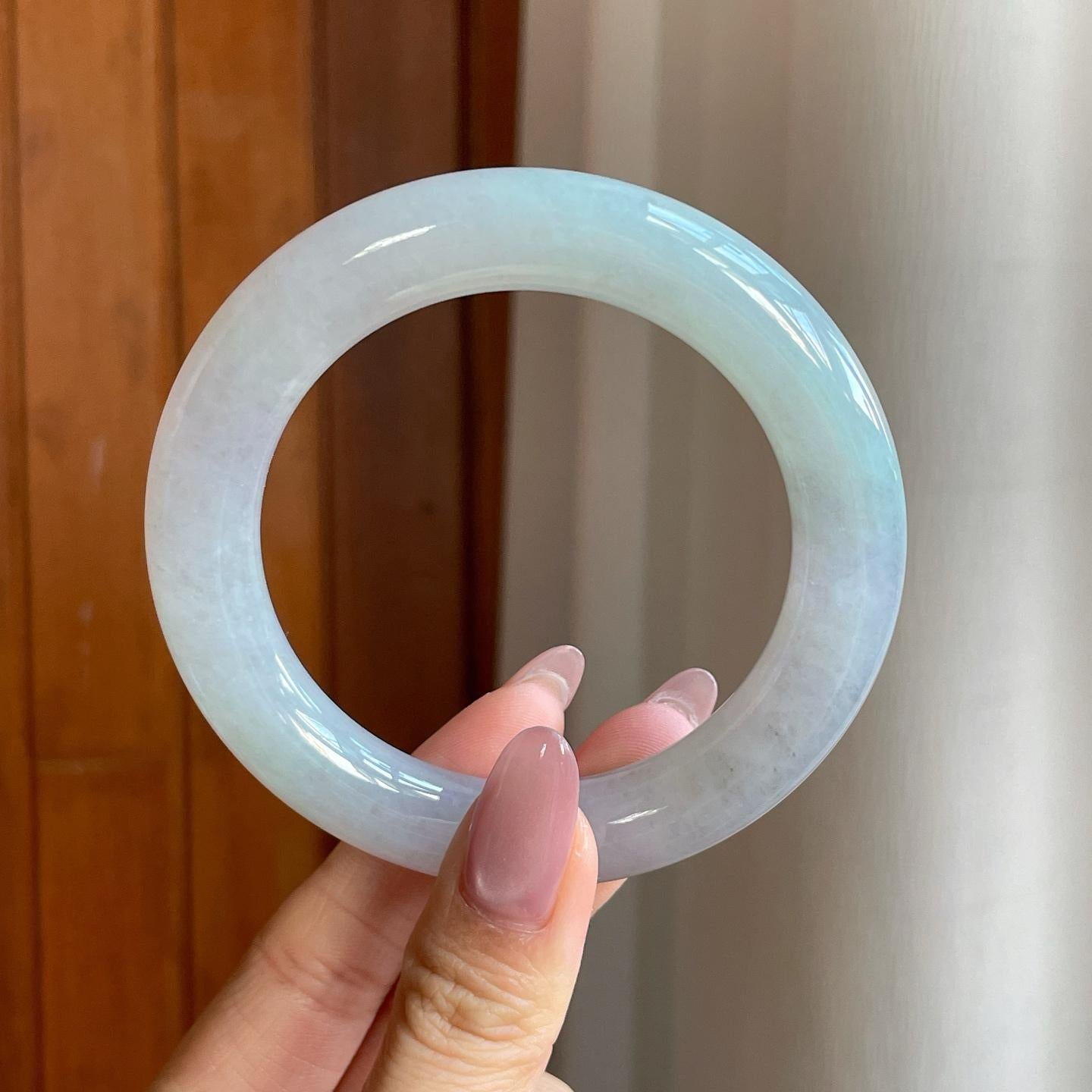 糯冰晴水翡翠圆条手镯（57.5mm）（yc286716）
