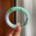 糯冰紫底带色翡翠平安镯（53mm）（yc400228）
