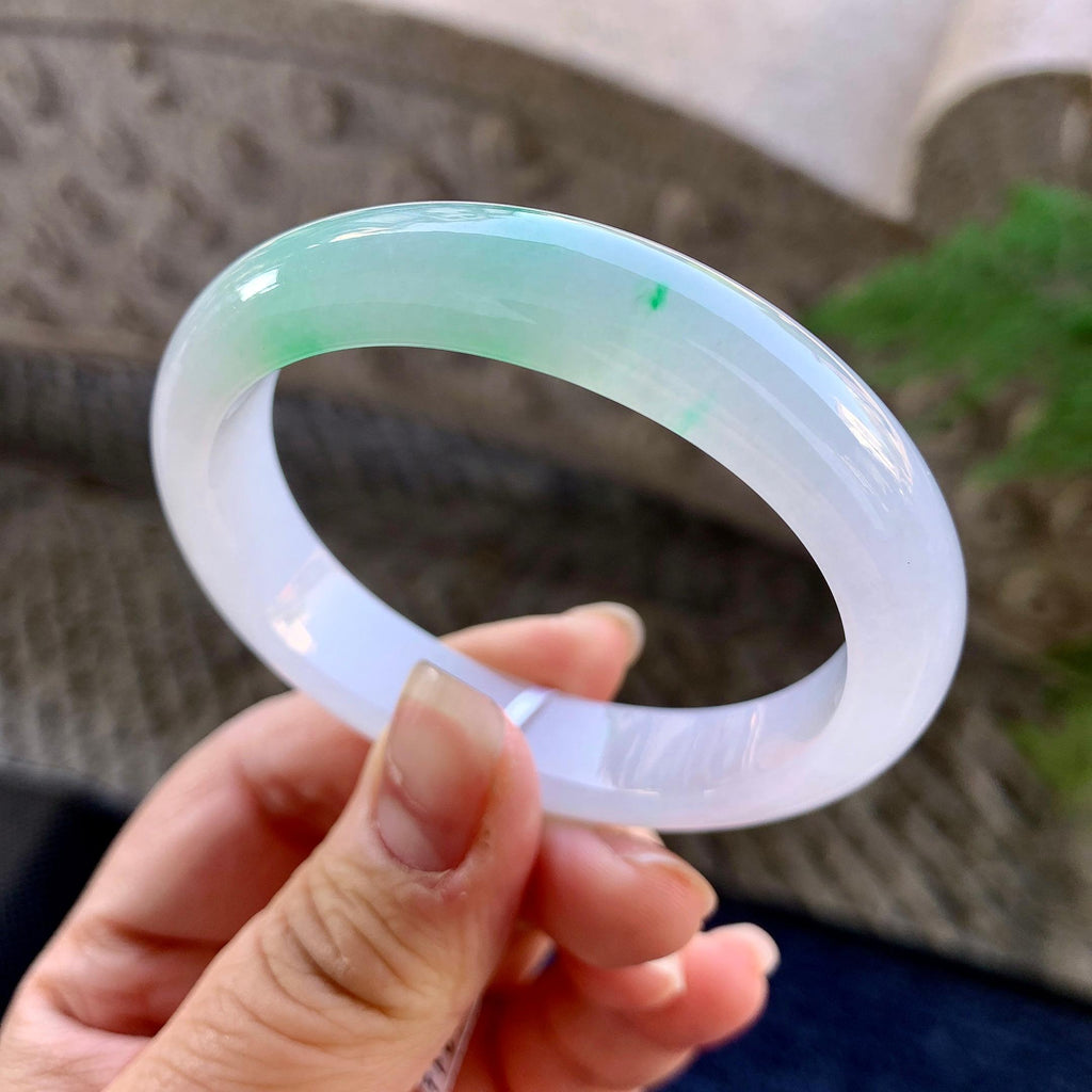 糯冰种白底青贵妃手镯（53.4mm）（yc305698）