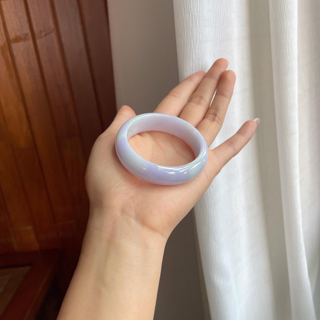 糯冰种紫罗兰翡翠平安镯（51mm）（yc314122）