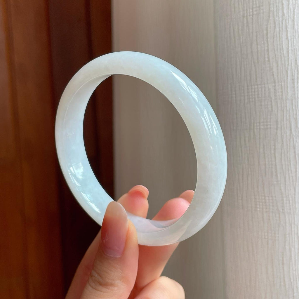 糯冰白月光翡翠平安镯（58.7mm)（yc373977）