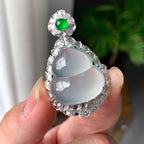 18K金钻镶冰种无色葫芦吊坠（yc255603）