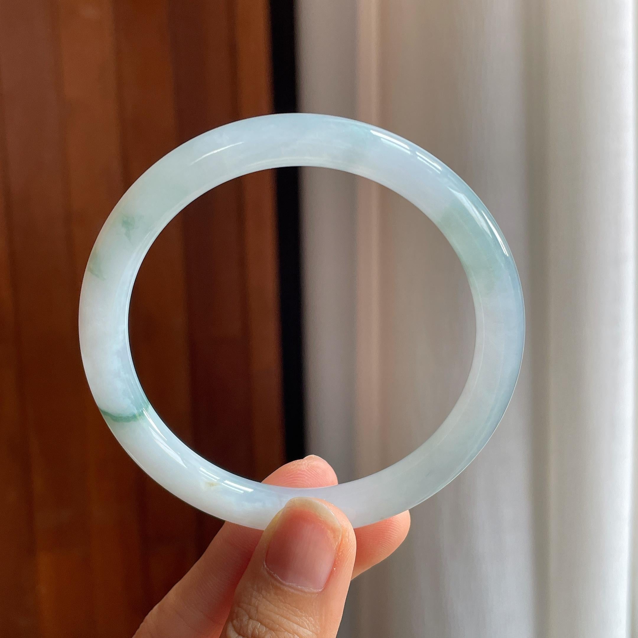 糯冰飘花翡翠圆条手镯（61mm）（yc343359）