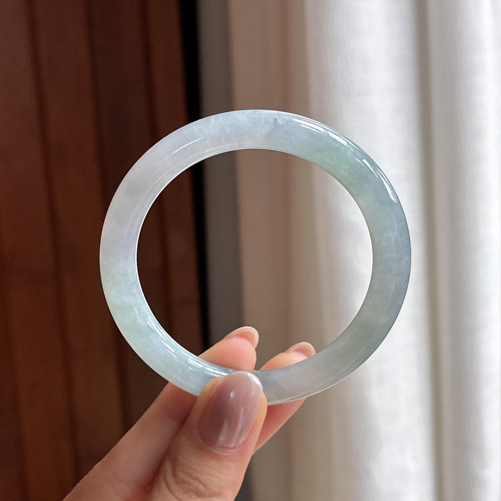 糯冰飘花圆条手镯 50圈 天然缅甸A货翡翠（yc495891）