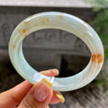 细糯种晴底撒金正圈平安镯56.3圈       天然缅甸A货翡翠（yc383109）