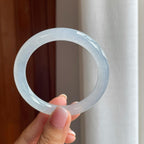 冰种白月光翡翠圆条手镯（55.2mm)（yc381298）