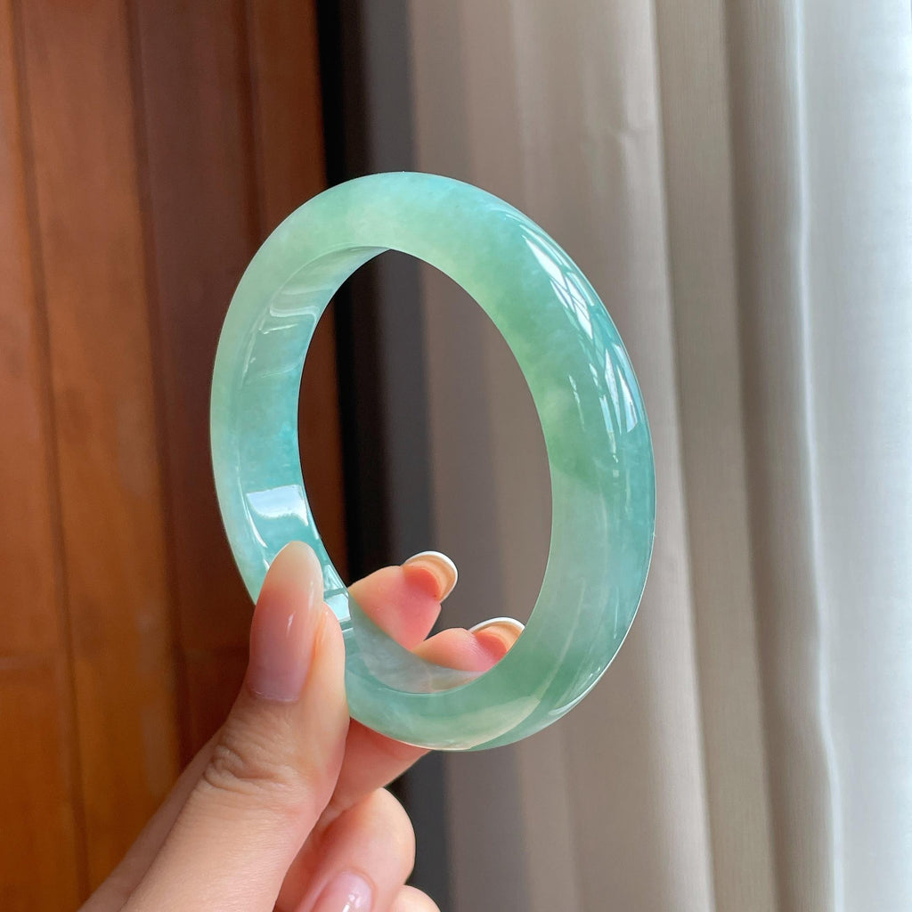 糯冰晴底翡翠平安镯（59.2mm)（yc403953）