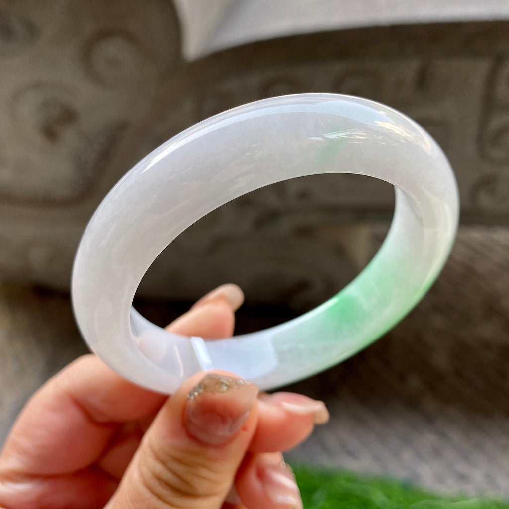 细糯种白底青平安镯（56mm）（yc299505）