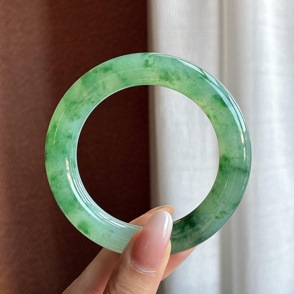 高冰种飘花圆条手镯 55圈（yc759998）