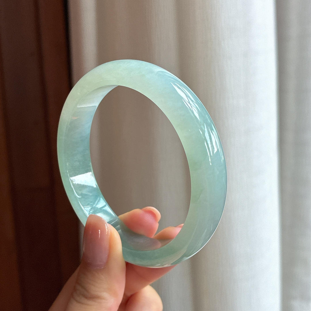 糯冰半山半水翡翠平安镯（55.4mm)（yc420170）
