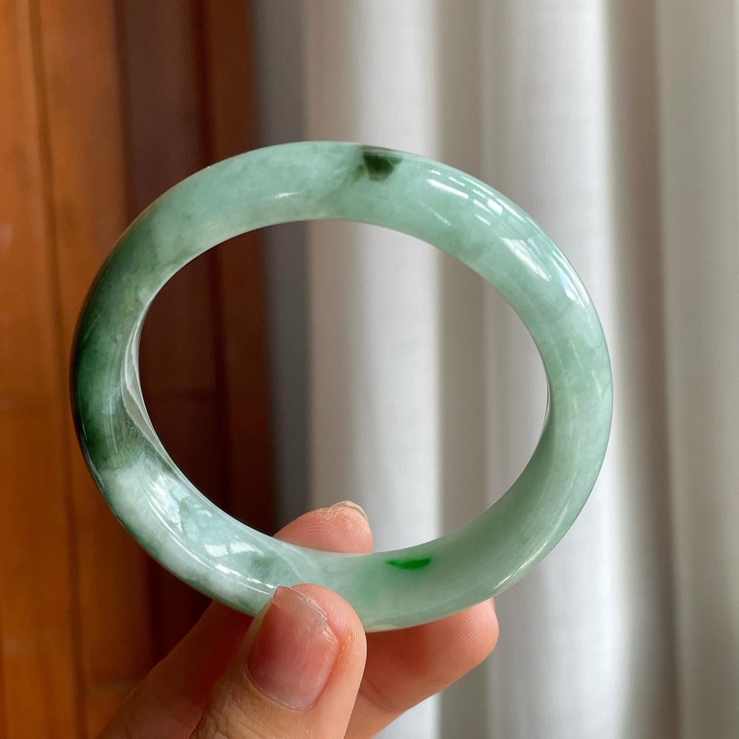 糯冰半山半水翡翠平安镯（55.5mm）（yc215238）