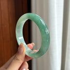 Vòng tay bình an chính khuyên miệng rộng, loại hạt mịn bán sơn bán thủy, size 58, Ngọc phỉ thúy tự nhiên loại A Myanmar (yc450833)