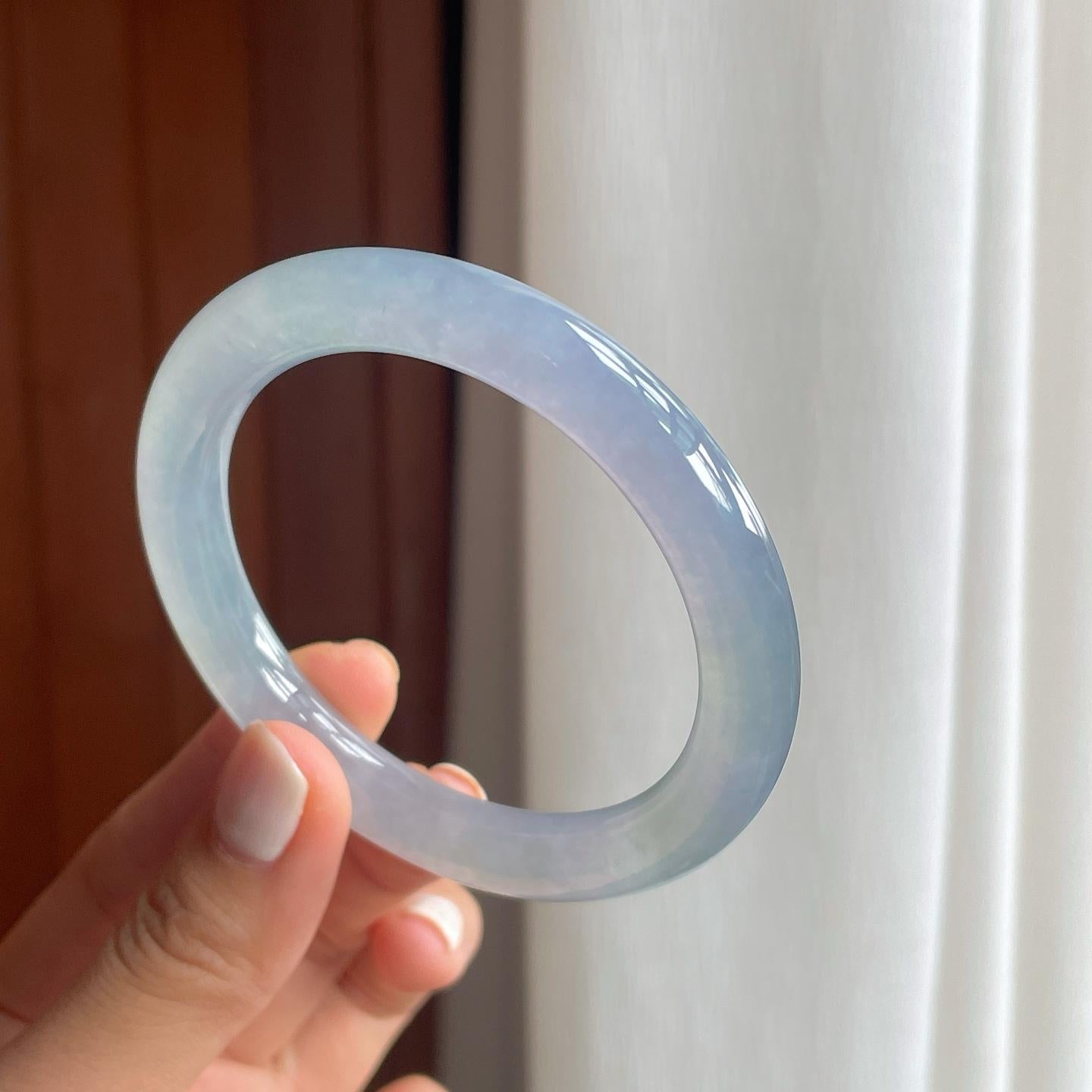 冰种紫罗兰翡翠圆条手镯（56.3mm）（yc249152）